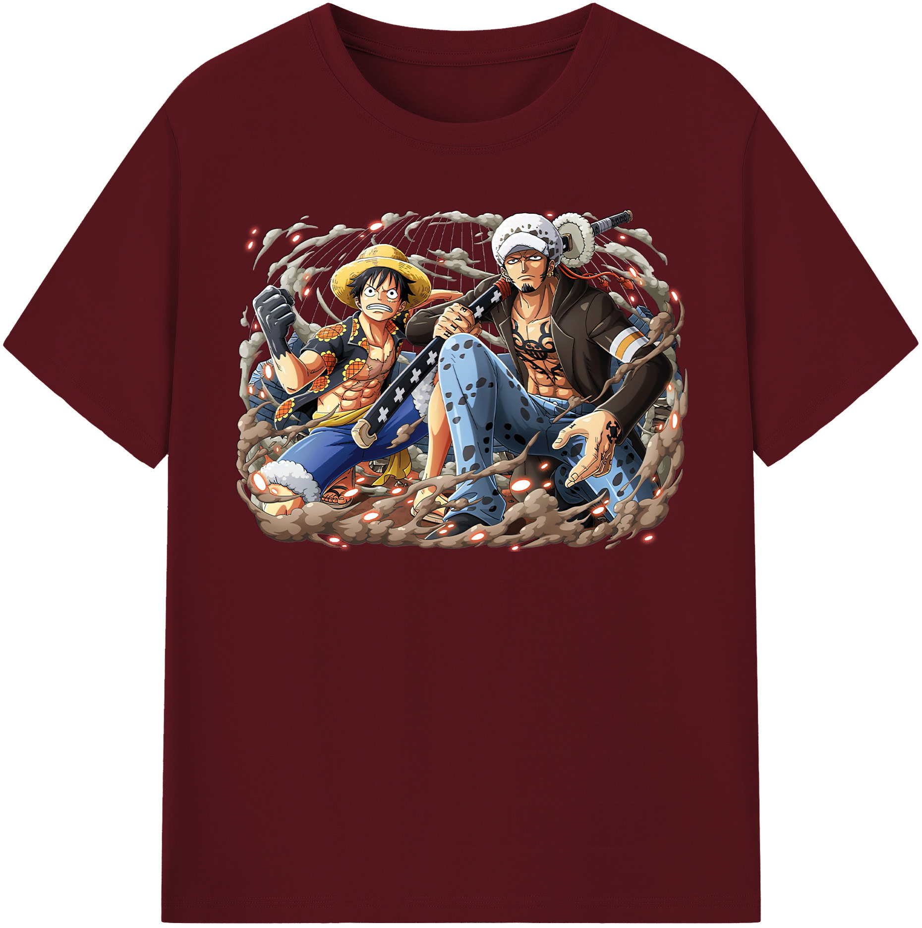 ワンピース モンキー・D・ルフィ ONE PIECE Monkey D. Luffy 綿100％半袖Tシャツ（フロントプリント）